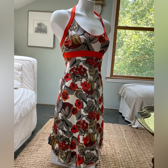 Patagonia lliana Orange Floral Halter Dress Size Small - Picture 3 of 8